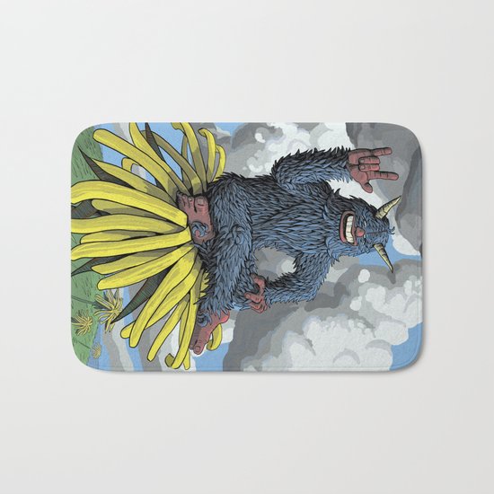 Monster on Oblique Dandelion Bath Mat