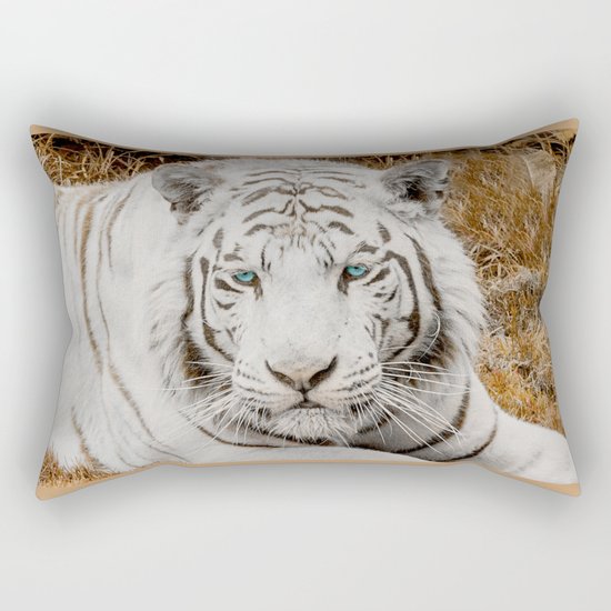 WHITE TIGER GAZE Rectangular Pillow
