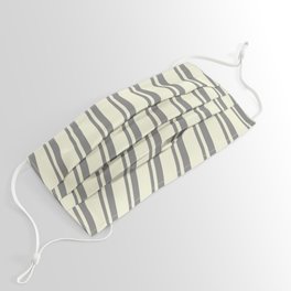 [ Thumbnail: Gray & Beige Colored Lines/Stripes Pattern Face Mask ]