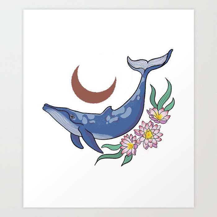 Pisces Zodiac Whale Art Print