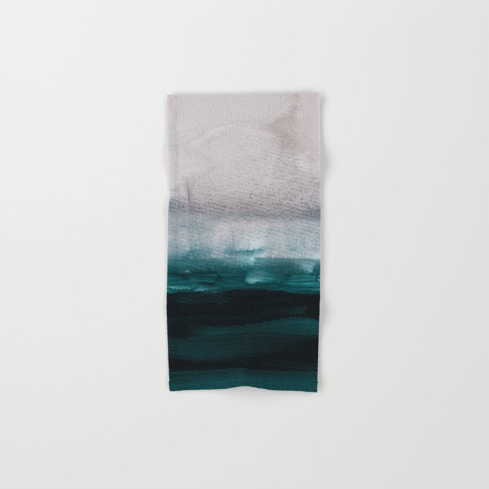 pale pink over dark teal Hand Bath Towel by Iris Lehnhardt
