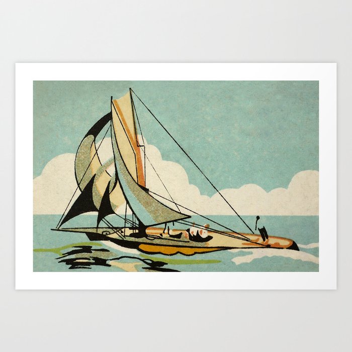 Vintage Japanese Sailboat Art Print