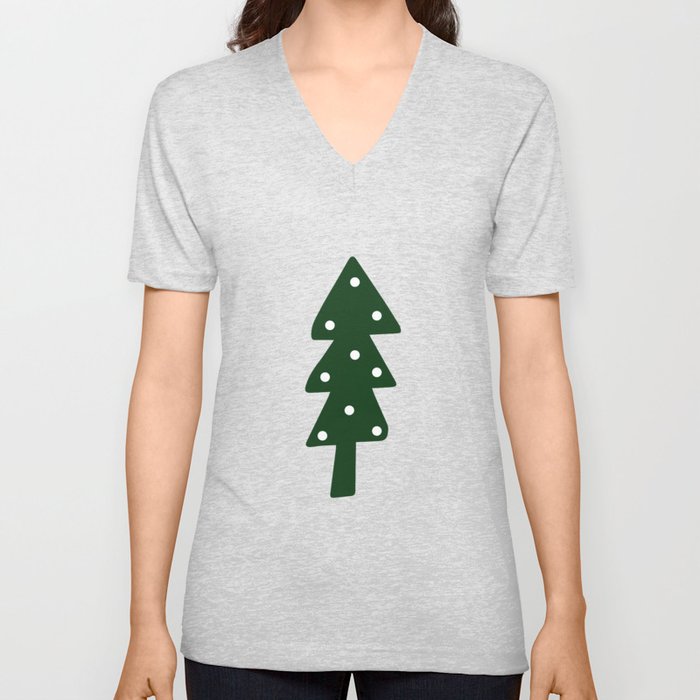 Christmas Tree Green V Neck T Shirt