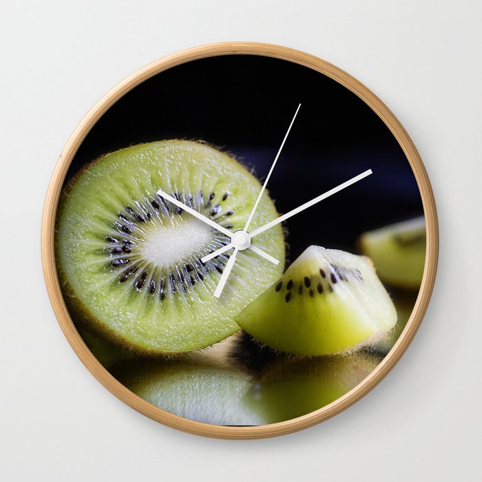 Sliced Kiwi Fruit Kitchen Or Cafe Decor Wall Clock By