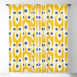 Mid Century Modern Abstract Pattern 641 Googie Yellow and Blue Blackout Curtain