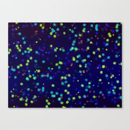 Neon flowers on dark blue Canvas Print