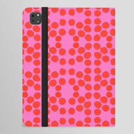 Mid-Century Modern Big Red Dots On Hot Pink iPad Folio Case