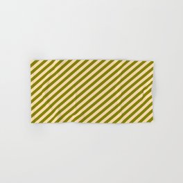 [ Thumbnail: Green & Tan Colored Striped/Lined Pattern Hand & Bath Towel ]