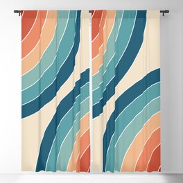 Blue, red and orange retro style circles Blackout Curtain