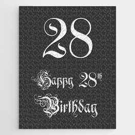 [ Thumbnail: Happy 28th Birthday - Fancy, Ornate, Intricate Look Jigsaw Puzzle ]