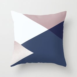 Geometrics - blush indigo rose gold Throw Pillow