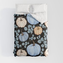 Pumpkin with Branch of Leaves Seamless Pattern Duvet Cover