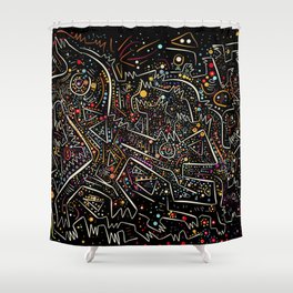 Zodiac Abstract Signs in the Night  Shower Curtain