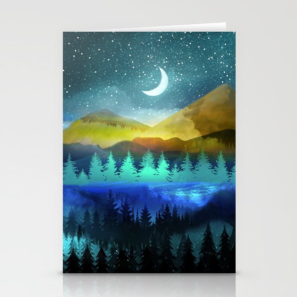 Silent Forest Night Stationery Cards