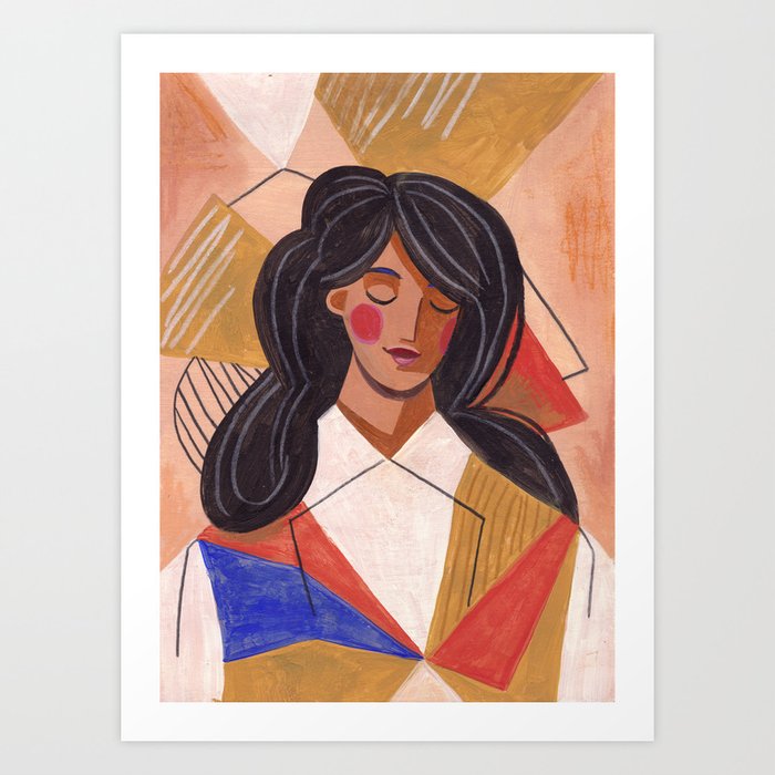 Woman in Thoughts Art Print