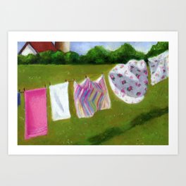 Summer Laundry Hanging in the Sunshine Art Print