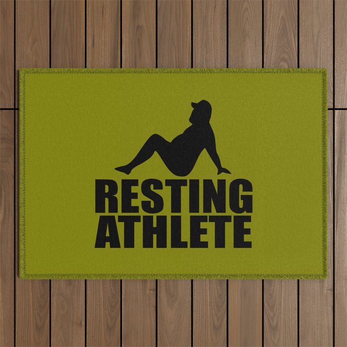 resting athlete funny quote Outdoor Rug