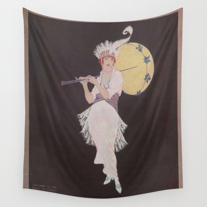 Vintage Fashion Magazine Cover Illustration  Wall Tapestry