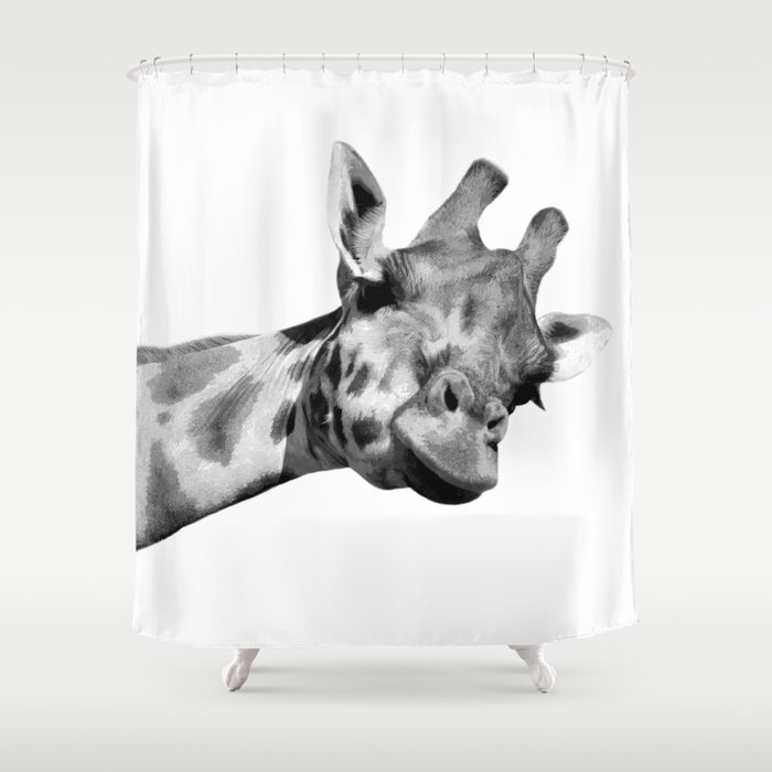 Black And White Giraffe Shower Curtain, Giraffe Shower Curtain
