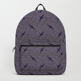 Soaring Birds and Elegant Scrolls Vintage Swallow Design in Purple Backpack | Victorian, Artdeco, Artnouveau, Damask, Artdecostyle, Nuggetofhappiness, Flyingbird, Deeppurple, Deeplavender, Scrolldesign 