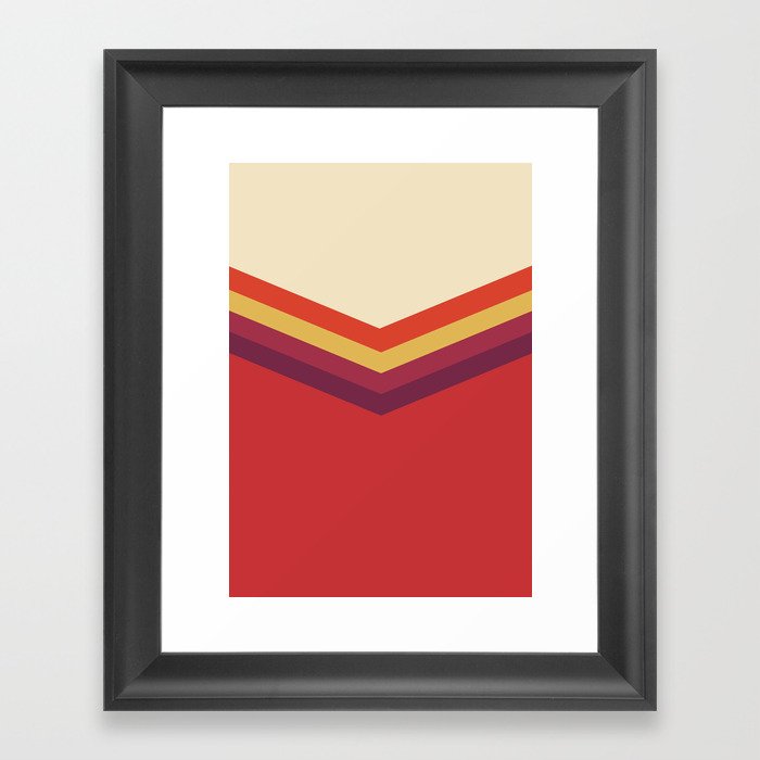 V Shaped Stripes Retro Sunset Colors Framed Art Print