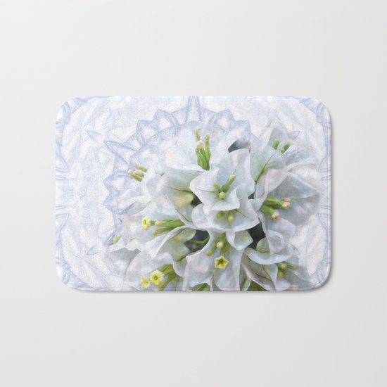 pretty bouganvillea on delicate kaleidoscope Bath Mat