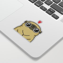 Mochi the pug loves you Sticker
