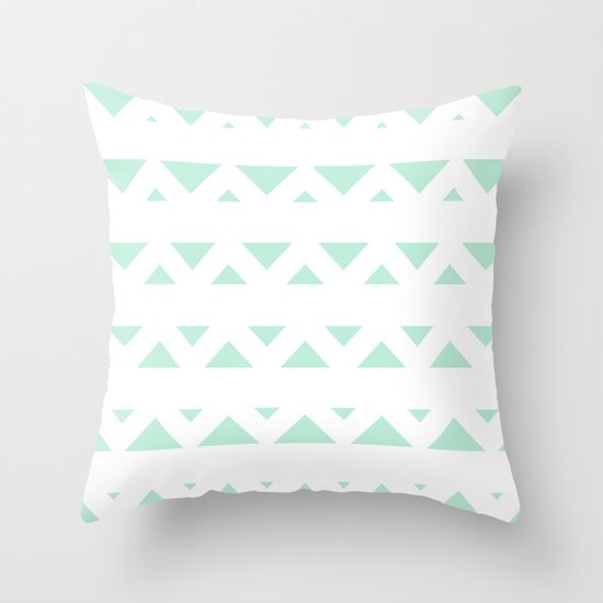 Tribal Triangles Mint Green Throw Pillow