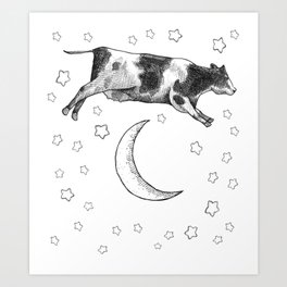 Cow Jumping Over The Moon Art Print