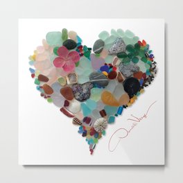 LOVE Original Sea Glass Heart Valentines Day Gift Donald Verger Valentine's Gifts Maine Art Metal Print