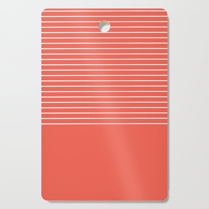 Horizontal Lines (Coral & White) Cutting Board