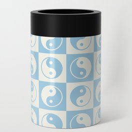 Checkered Yin Yang Pattern (Creamy Milk & Baby Blue Color Palette) Can Cooler