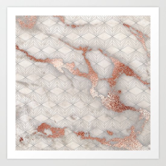Rose gold marble pattern II Art Print