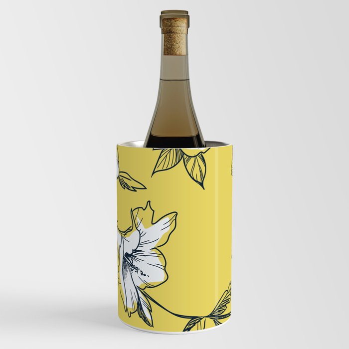 Eclectic Bouquet - Yellow Contemporary Drawing Wine Chiller