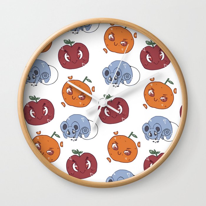 Friendly Fruits Pattern Wall Clock