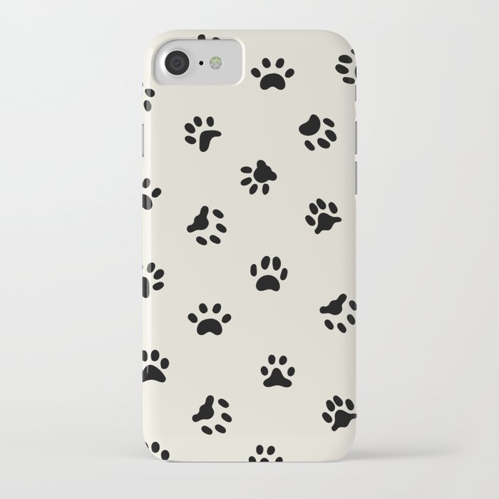 paws for effect_black on cream iPhone Case