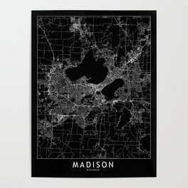 Madison Black Map Poster | Vector, Graphicdesign, Map, Simple, Graphic, Usa, Digital, Pattern, Design, Abstract 