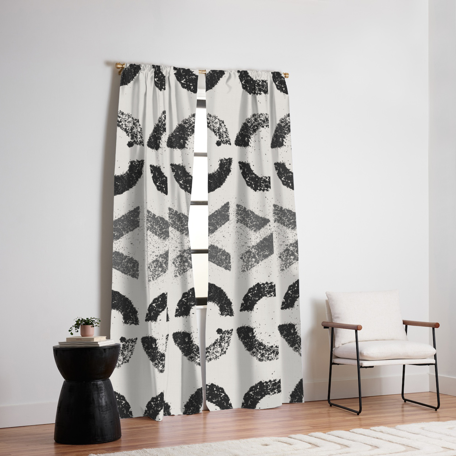 Shapes Of Love Black White Grey Pattern Blackout Curtain By Anutu Society6