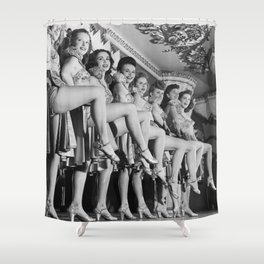 Chorus line of women with legs lifted Shower Curtain