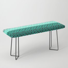 Black and White Plaits Pattern on Green Bench