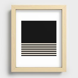 Thin Cuff Stripes Minimalist Pattern in Black and Almond Cream Recessed Framed Print