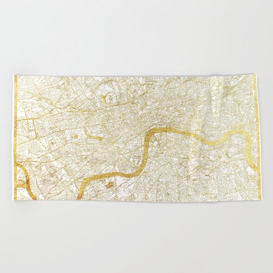 London Map Gold Beach Towel
