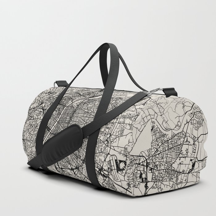 Lyon in France - Black&White Map Duffle Bag