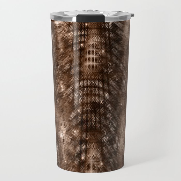 Glam Bronze Diamond Shimmer Glitter Travel Mug