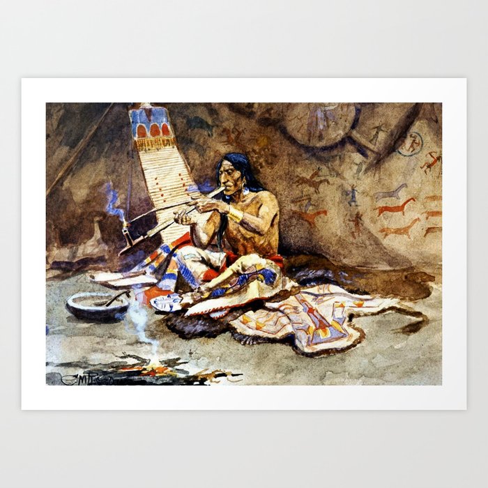 “The Peace Pipe” by Charles M Russell Art Print