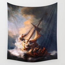 The Storm On The Sea Of Galilee Painting By Rembrandt Wall Tapestry