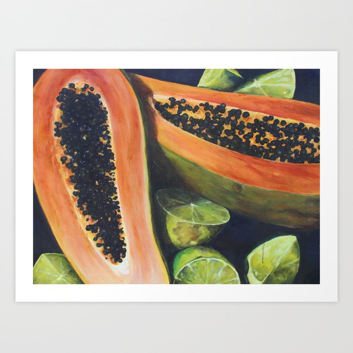 Papaya and Limes Art Print