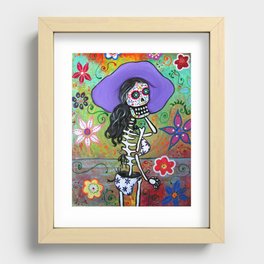 DIA DE LOS MUERTOS CALAVERA IN A BIKINI Recessed Framed Print