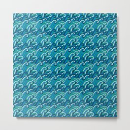 Stylized Blue Ocean Waves Metal Print