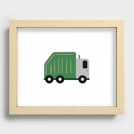 Green Garbage Truck for Nursery or Toddler Bedroom Art Recessed Framed Print